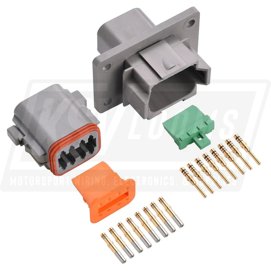 8-Way Mated Deutsch DT (Key A) Connector Kit DT04-08PA-L012 and DT06-08SA (Gold 20-16 AWG)