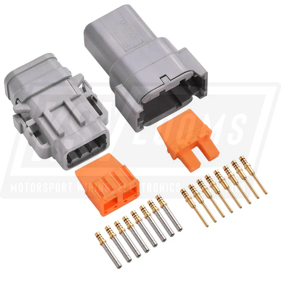 8-Way Mated Deutsch DTM Connector Kit DTM04-08PA and DTM06-8S-E007 (Gold 24-20 AWG)