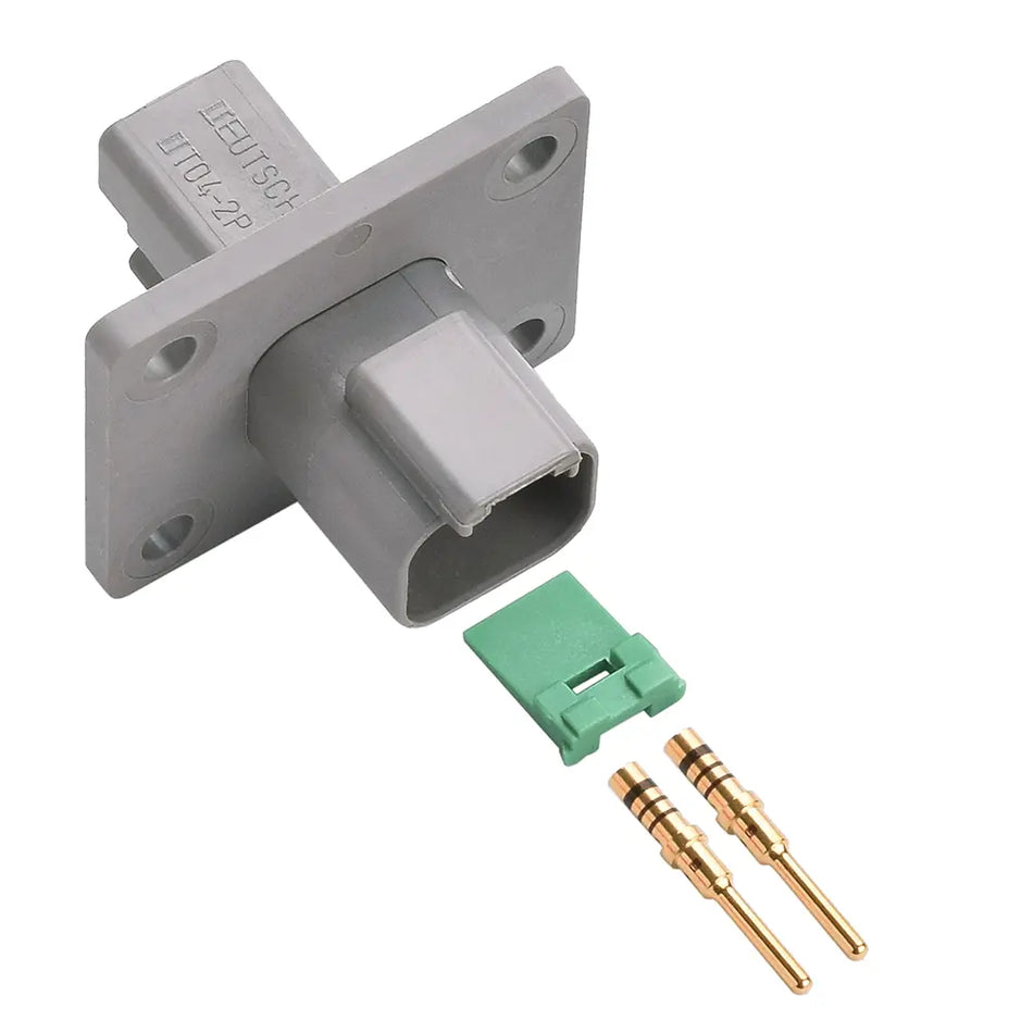 2-Way Deutsch DT04-2P-L012 Flanged Receptacle Connector Kit (Gold Pins, 20-16 AWG)