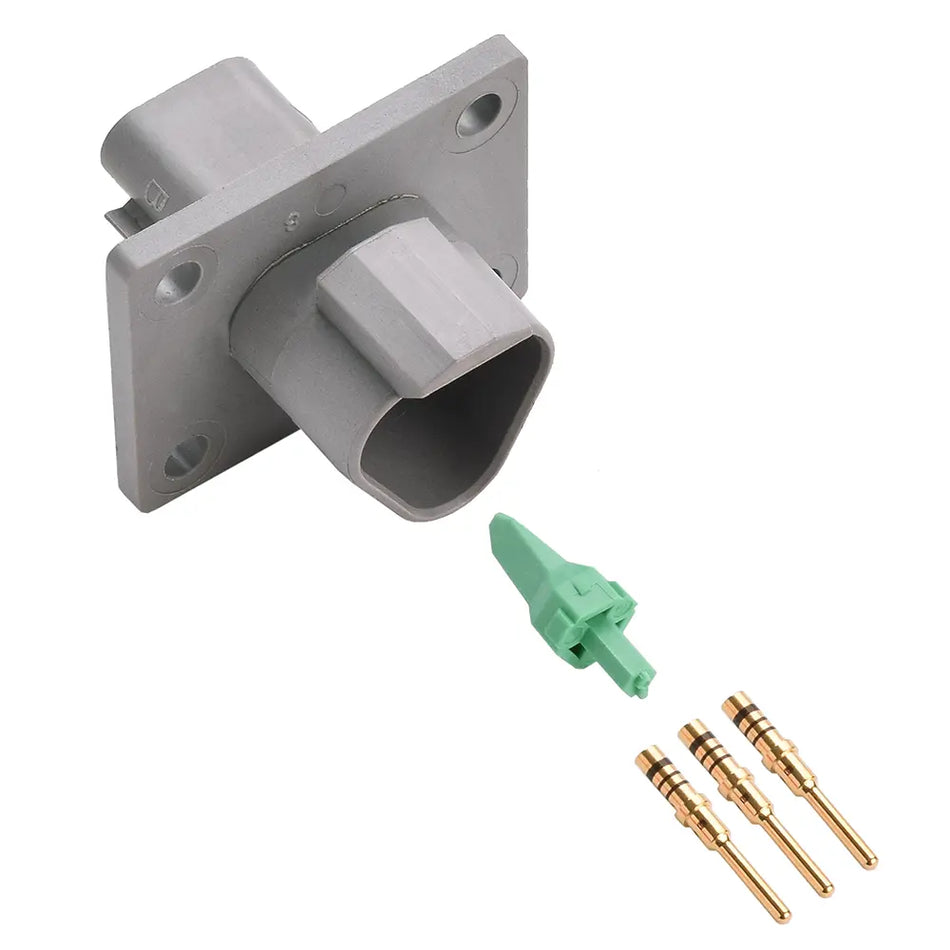 3-Way Deutsch DT04-3P-L012 Flanged Receptacle Connector Kit (Gold Pins, 20-16 AWG)
