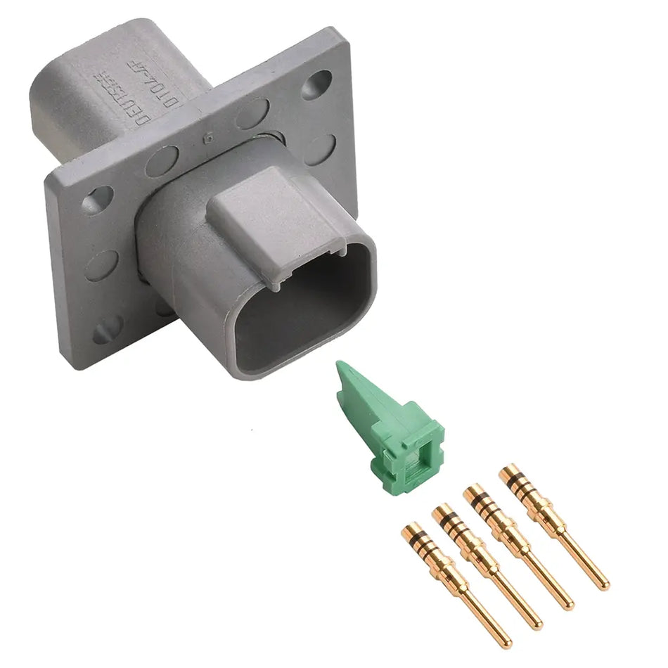 4-Way Deutsch DT04-4P-Flanged L012 Receptacle Connector Kit (Gold Pins, 20-16 AWG)