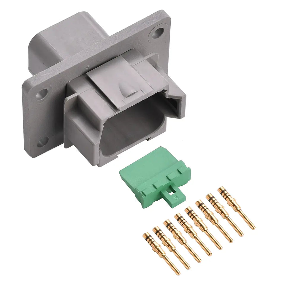 8-Way Deutsch DT04-08PA-L012 Flanged Receptacle Connector Kit (Gold Pins, 20-16 AWG)