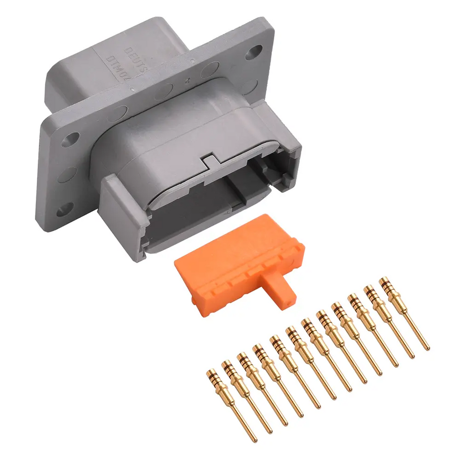 12-Way Deutsch DTM04-12PA-L012 Flanged Receptacle Connector Kit (Gold Pins, 24-20 AWG)