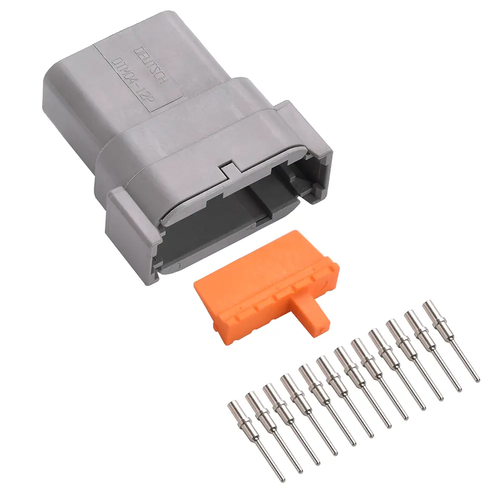12-Way Deutsch DTM04-12PA Receptacle Connector Kit (Nickel Pins, 24-20 AWG)