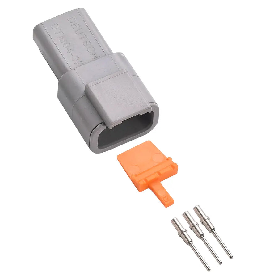 3-Way Deutsch DTM04-3P Receptacle Connector Kit (Nickel Pins, 24-20 AWG)