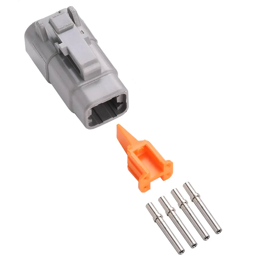 4-Way Deutsch DTM06-4S Plug Connector Kit (Nickel Sockets, 24-20 AWG)