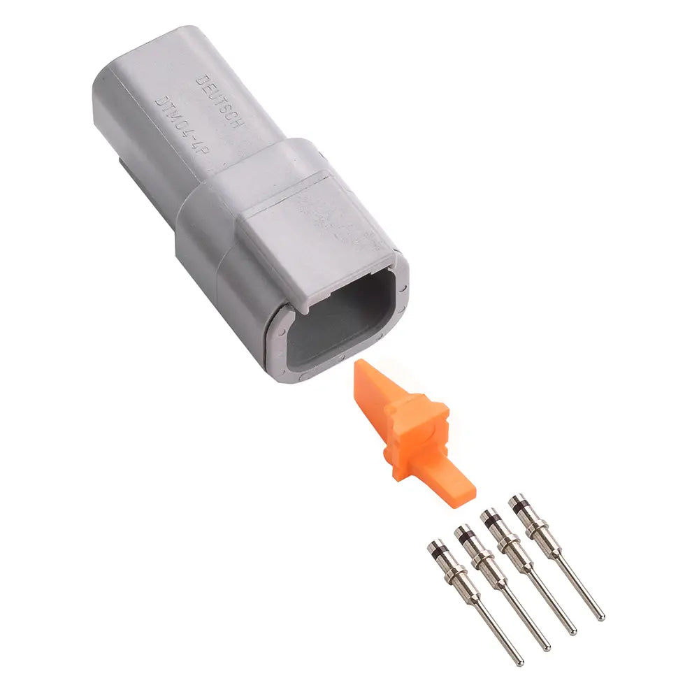 4-Way Deutsch DTM04-4P Receptacle Connector Kit (Nickel Pins, 24-20 AWG)