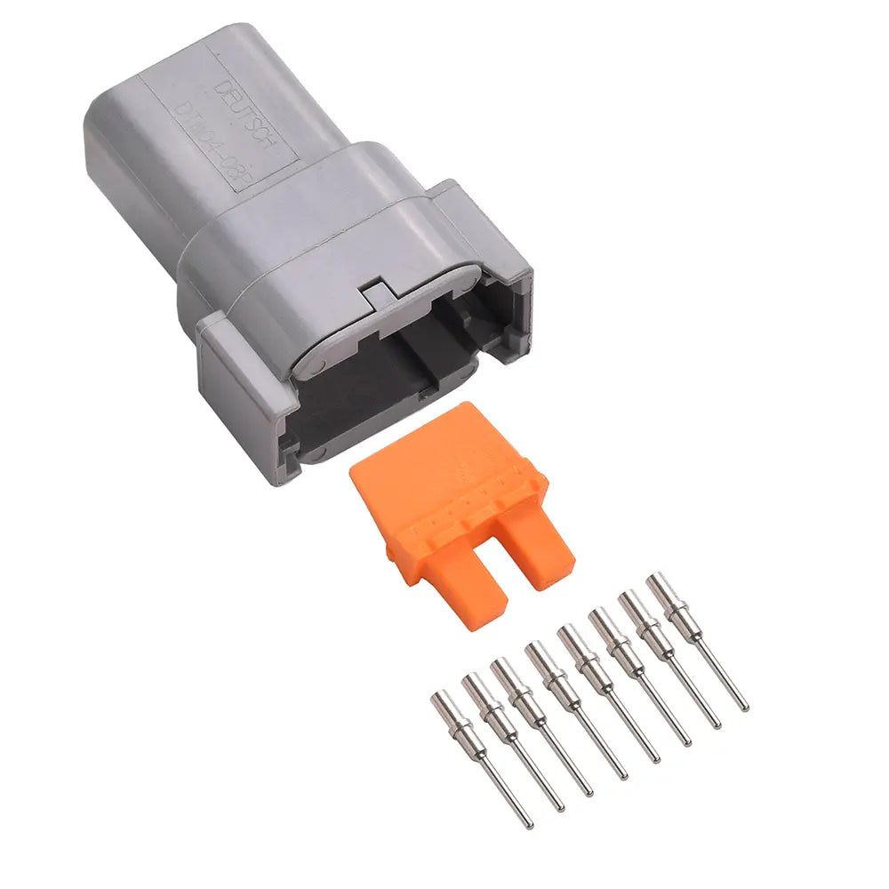 8-Way Deutsch DTM04-08PA Receptacle Connector Kit (Nickel Pins, 24-20 AWG)