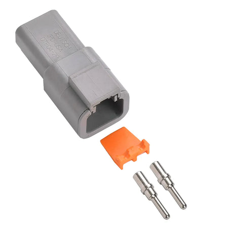 2-Way Deutsch DTP04-2P Receptacle Connector Kit with Nickel Pins, 14-12 AWG