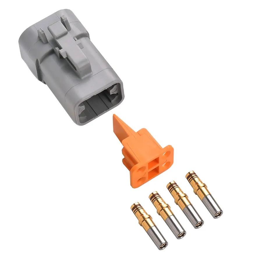 4-Way Deutsch DTP06-4S Plug Connector Kit (Gold Sockets, 14-12 AWG)
