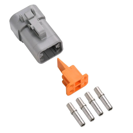 4-Way Deutsch DTP06-4S Plug Connector Kit with Nickel Sockets, 14-12 AWG