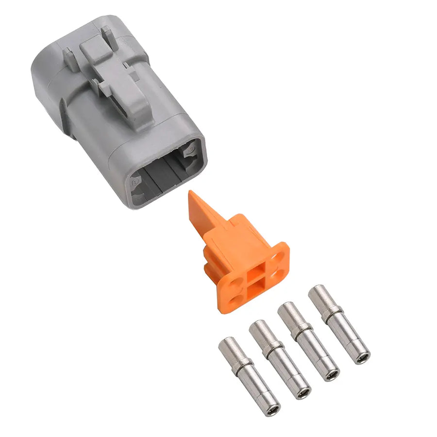4-Way Deutsch DTP06-4S Plug Connector Kit with Nickel Sockets, 14-12 AWG