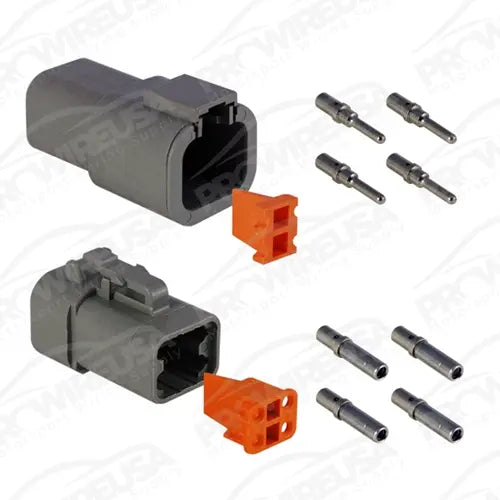 4-Way Mated Deutsch DTP Connector Kit, DTP04-4P and DTP06-4S (Nickel, 14-12 AWG)