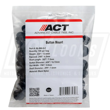 ACT CABLE TIE BUTTON MOUNT BLACK