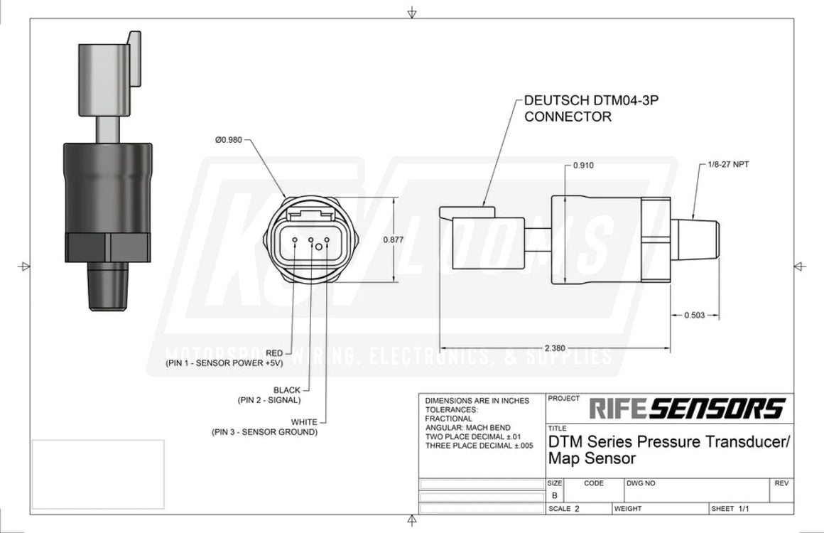 Rife 3 Bar Dtm Series Map Sensor 1/8’’ Npt (53-3Bar)