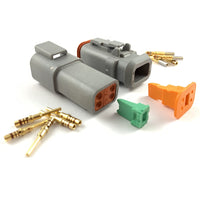 Mated Deutsch DT 4-Pin Connector Plug Kit, 20-16 AWG Gold Solid Contacts