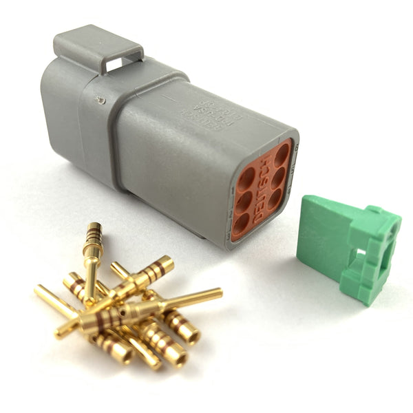 Deutsch DT 6-Way Pin Connector Kit, 20-16 AWG Gold Contacts