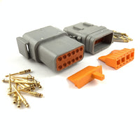 Mated Deutsch DTM 12-Pin Connector Plug Kit, 24-20 AWG Gold Contacts