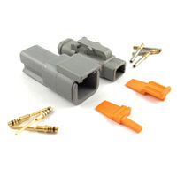 Mated Deutsch DTM 2-Pin Connector Kit, 24-20 AWG Gold Solid Contacts