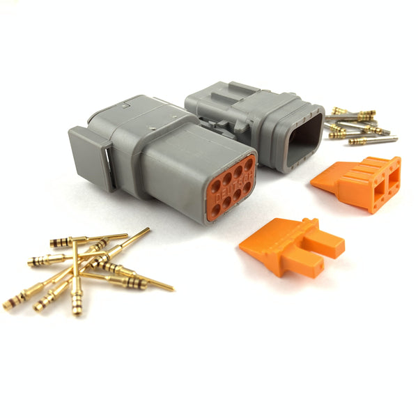 Mated Deutsch DTM 8-Pin Connector Plug Kit, 24-20 AWG Gold Contacts