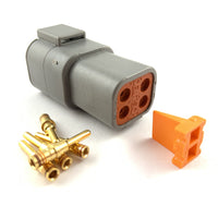 Deutsch DTP 4-Way Pin Connector Kit, 14-12 AWG Gold Contacts