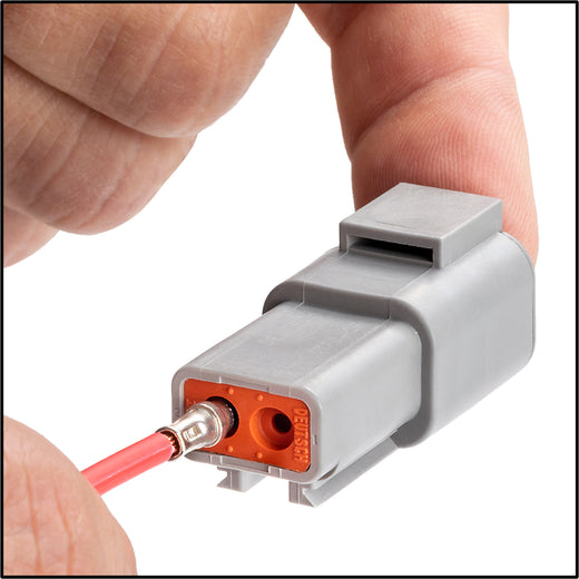 Receptacle housing pin terminals: step 2