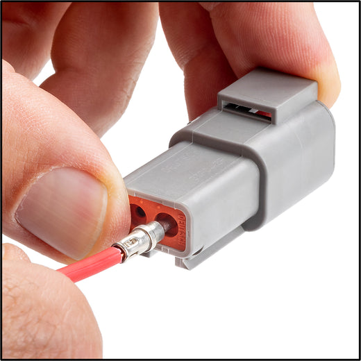 Receptacle housing pin terminals: step 7